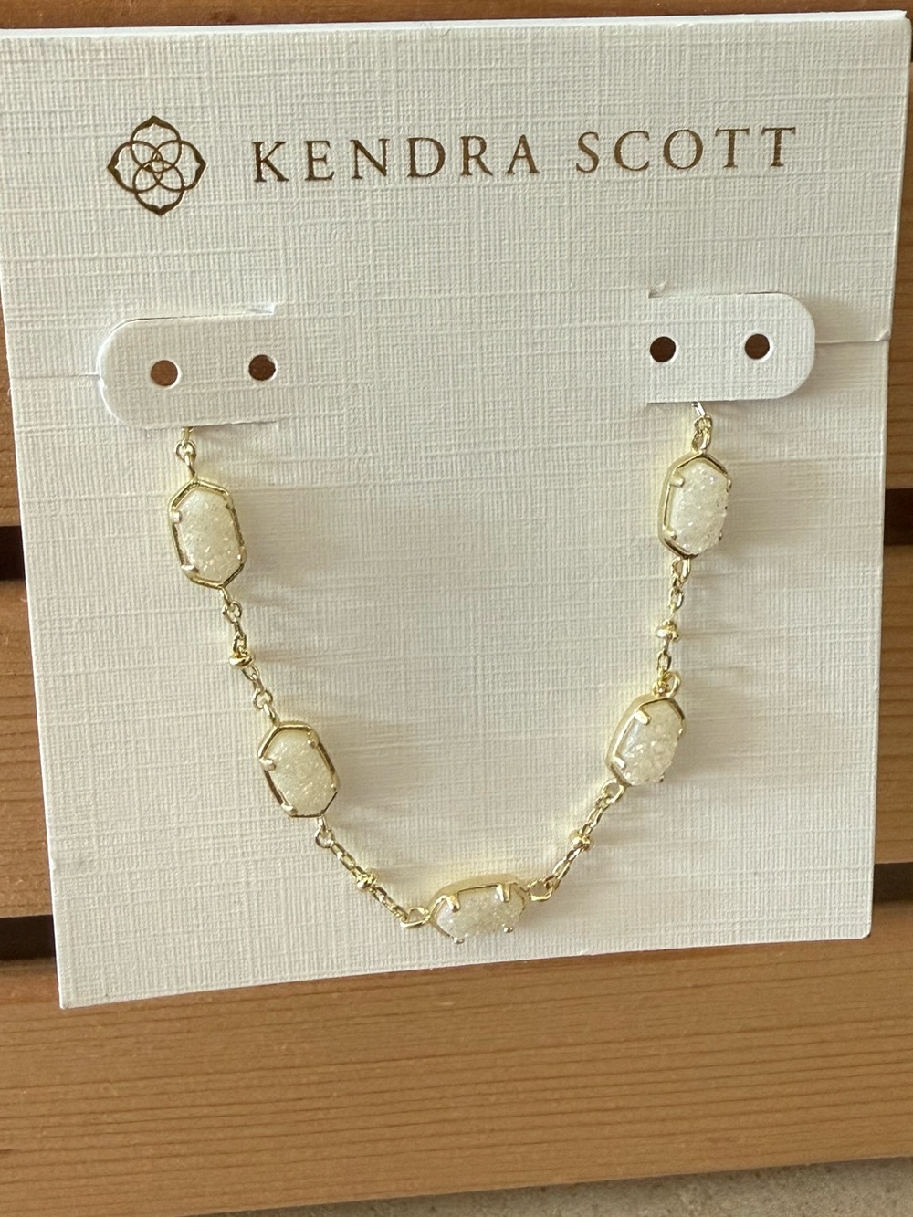 Kendra Scott Emilie Gold with White Druzy Stone Link Bracelet